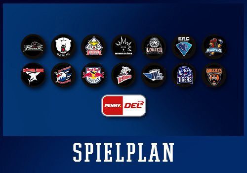 Banner zum Spielplan mit den Logos der Clubmannschaften aus der DEL